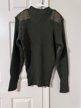 Men's Military Olive Green Ribbed Knit Sweater